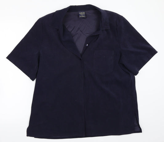 Front view of Allison Daley women’s blue basic button-up, size UK 16