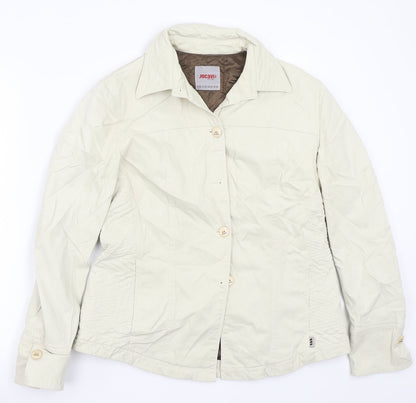 Additional front view of Jocavis women’s beige jacket coat, size UK 14