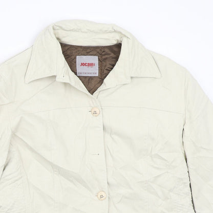 Close-up detail of Jocavis women’s beige jacket coat, size UK 14