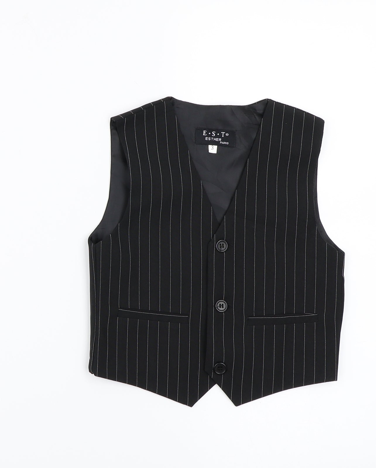 EST Boys Black Striped  Jacket Waistcoat Size 3 Years