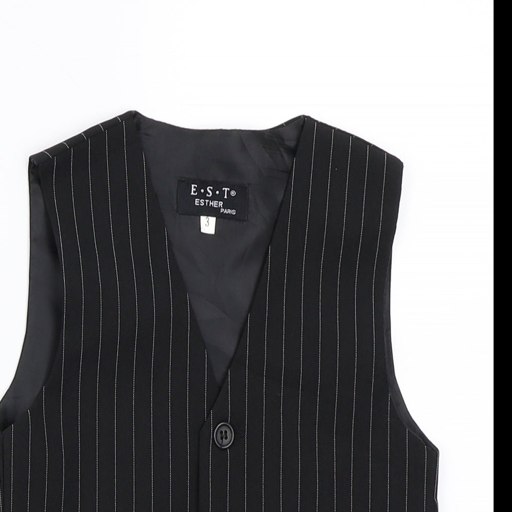 EST Boys Black Striped  Jacket Waistcoat Size 3 Years