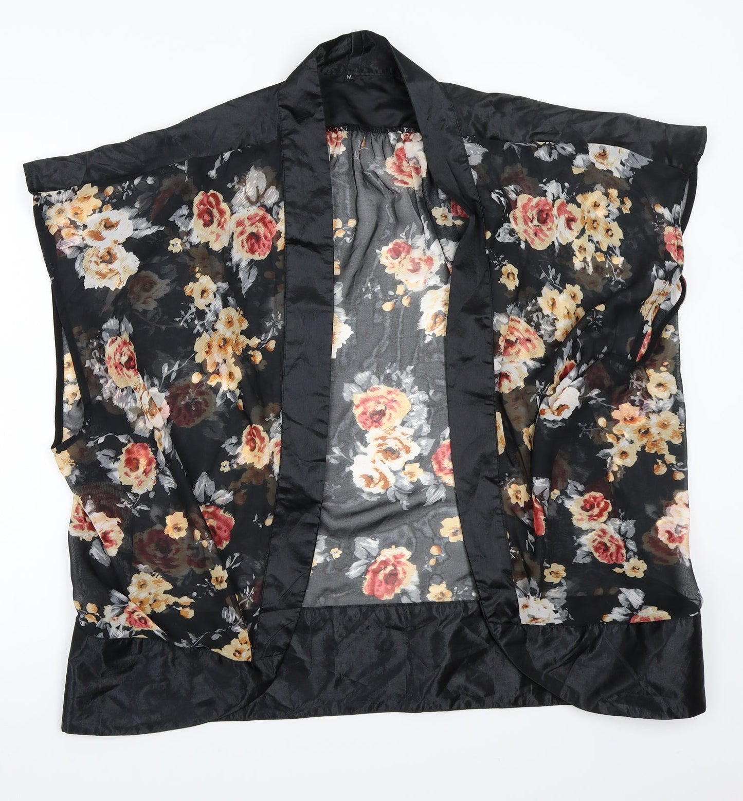 Preworn Womens Black Floral  Cardigan Jumper Size M