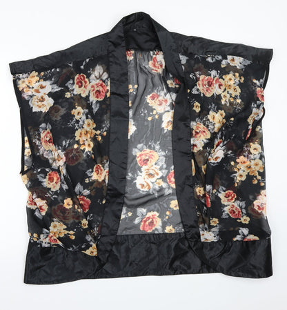 Preworn Womens Black Floral  Cardigan Jumper Size M