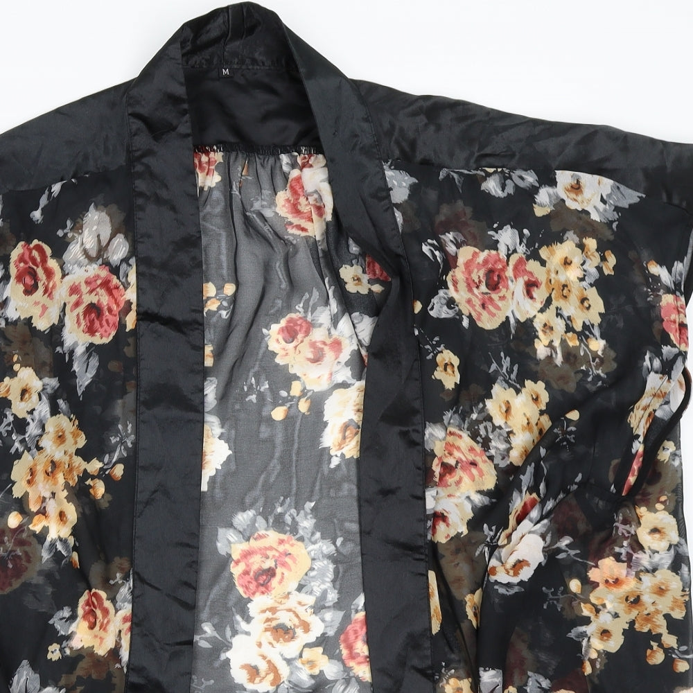 Preworn Womens Black Floral  Cardigan Jumper Size M