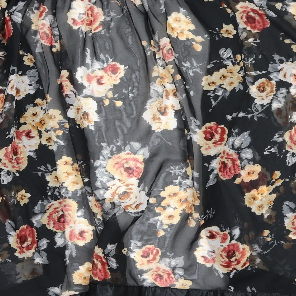 Preworn Womens Black Floral  Cardigan Jumper Size M