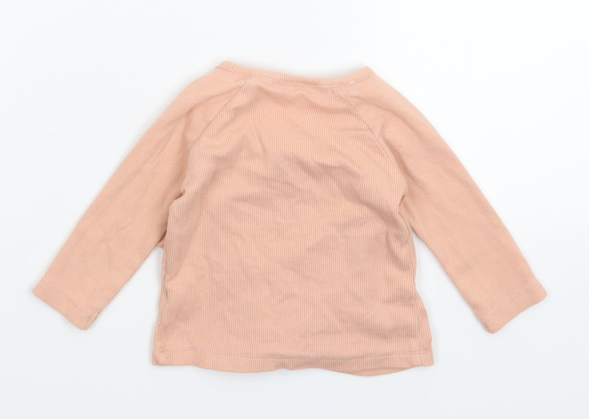 Back view of George Baby Beige Basic T-Shirt, size 0-3, Months