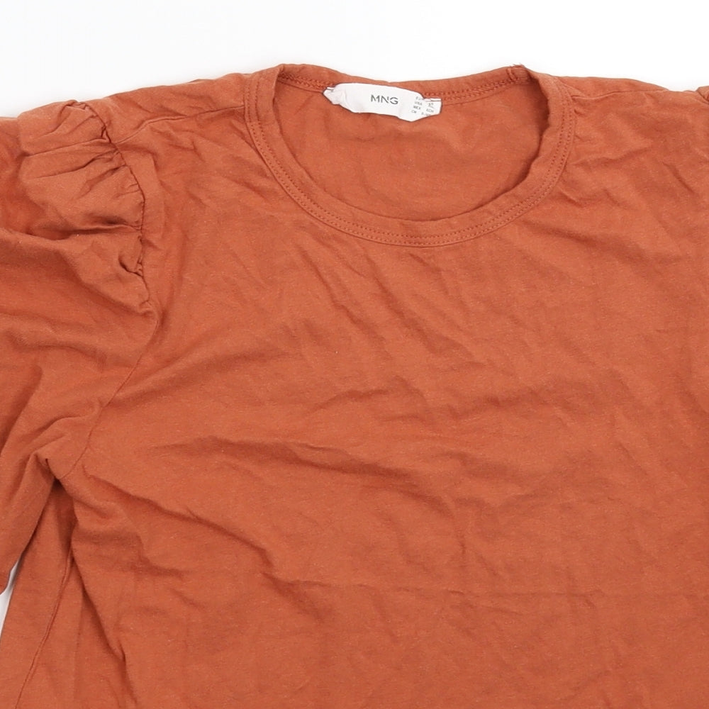 Womens UK Size XS MNG Brown Basic T-Shirt