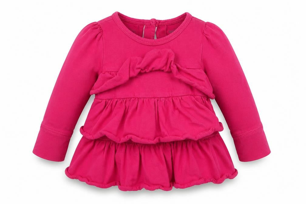 Front view of Gap girls’ pink fit & flare, size 9-12, months