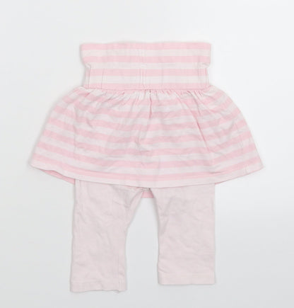 M&Co Girls Pink Striped  Flare Skort Size 6-9 Months
