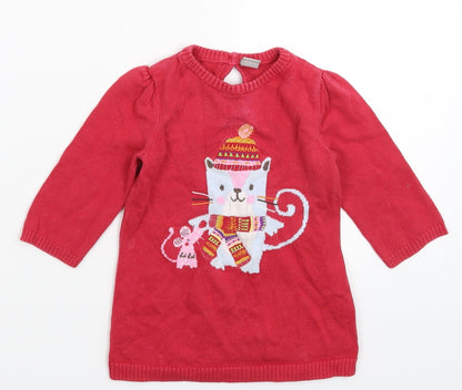 TU Girls Pink  Knit Jumper Dress  Size 6-9 Months