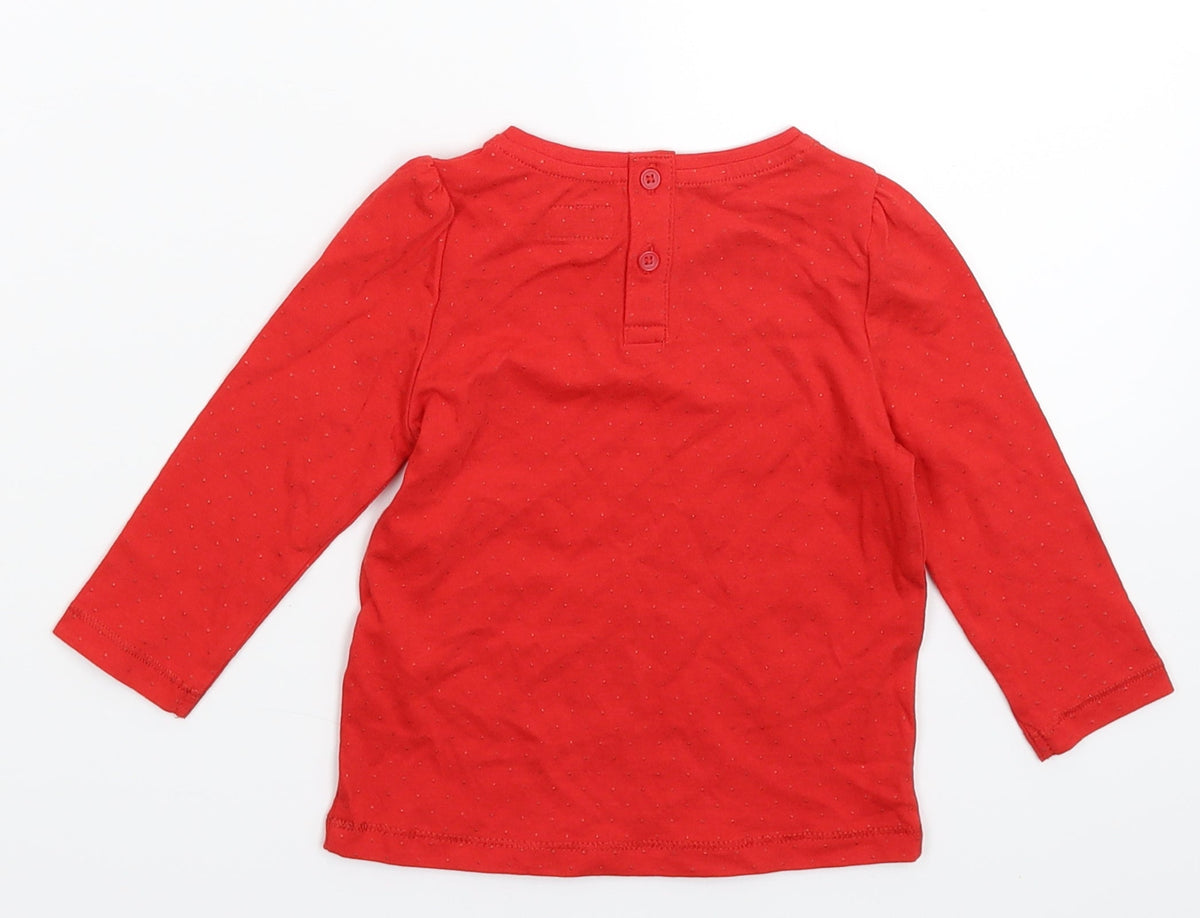 Back view of F&F Baby Red Basic T-Shirt, size 6-9, Months