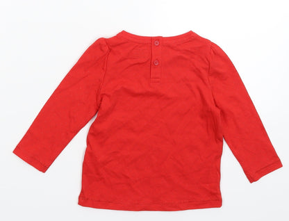 Back view of F&F Baby Red Basic T-Shirt, size 6-9, Months
