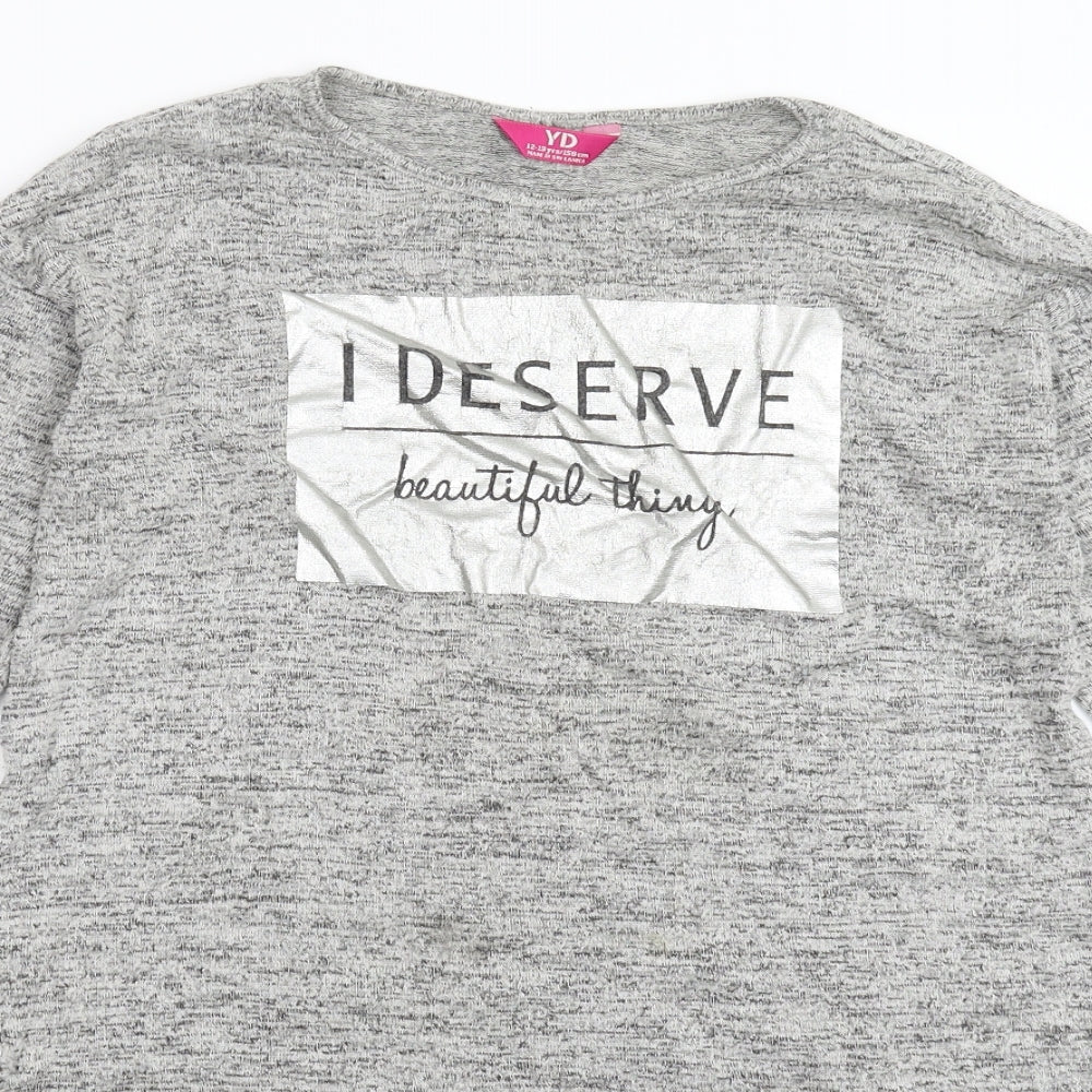 Young Dimension Girls Grey  Knit Pullover Jumper Size 12-13 Years