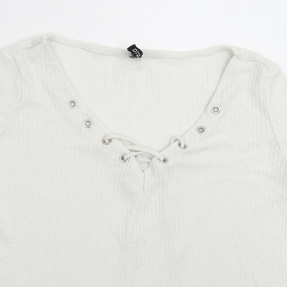 Womens UK Size S Divided White Basic T-Shirt