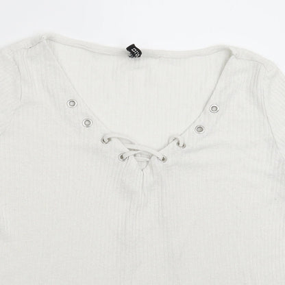 Womens UK Size S Divided White Basic T-Shirt