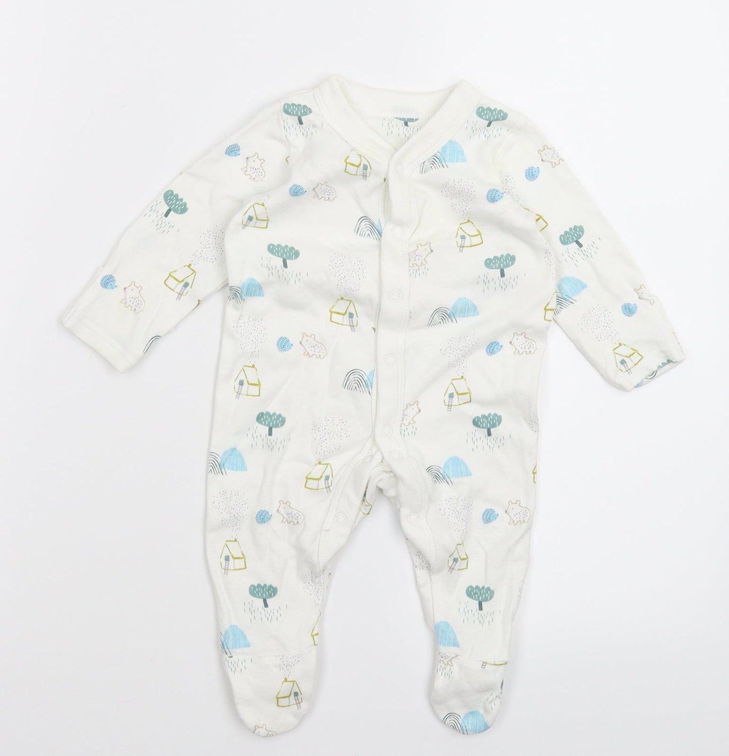 Marks and Spencer Baby White   Babygrow One-Piece Size 0-3 Months