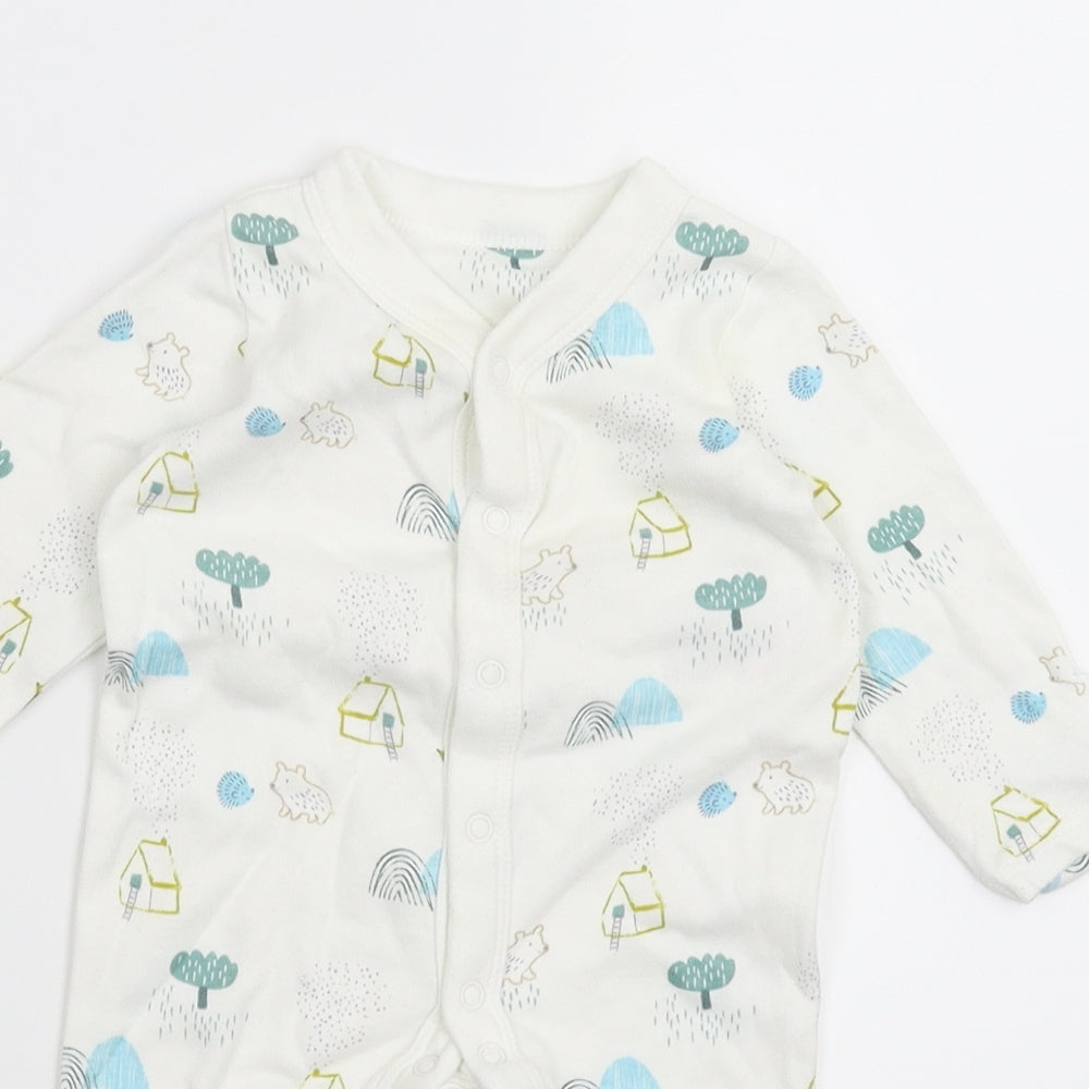 Marks and Spencer Baby White   Babygrow One-Piece Size 0-3 Months