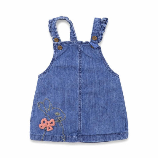 Marks and Spencer Girls Blue  Denim Pinafore/Dungaree Dress  Size 3-6 Months