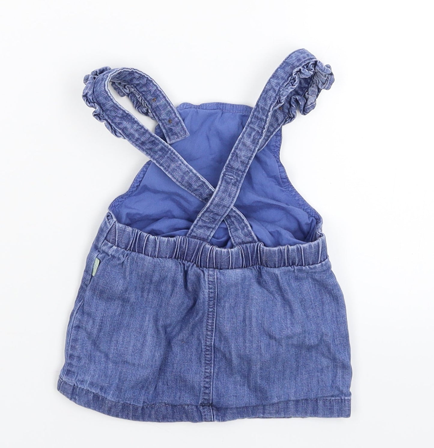 Marks and Spencer Girls Blue  Denim Pinafore/Dungaree Dress  Size 3-6 Months