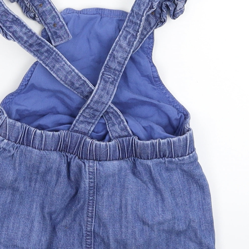 Marks and Spencer Girls Blue  Denim Pinafore/Dungaree Dress  Size 3-6 Months