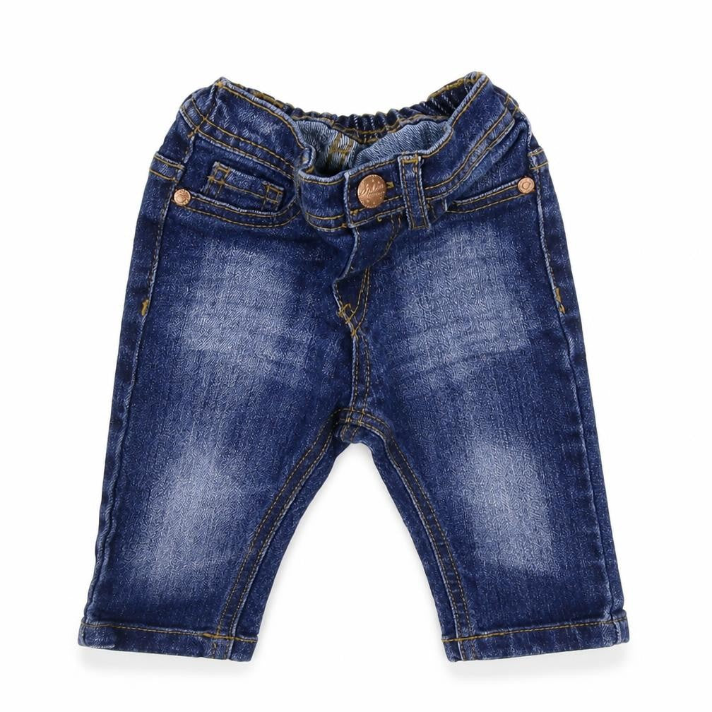 Front view of Merc Baby Blue Denim Capri Jeans, size 3-6, Months