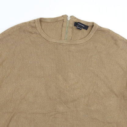 Close-up detail of Atmosphere women’s brown knit jumper, size UK 16