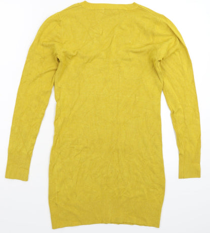 Back view of Whoo women’s yellow knit jumper, size UK 10