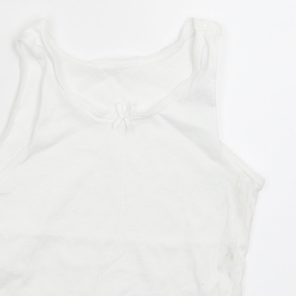 Close-up detail of George girls’ white basic tank, size 7-8, years