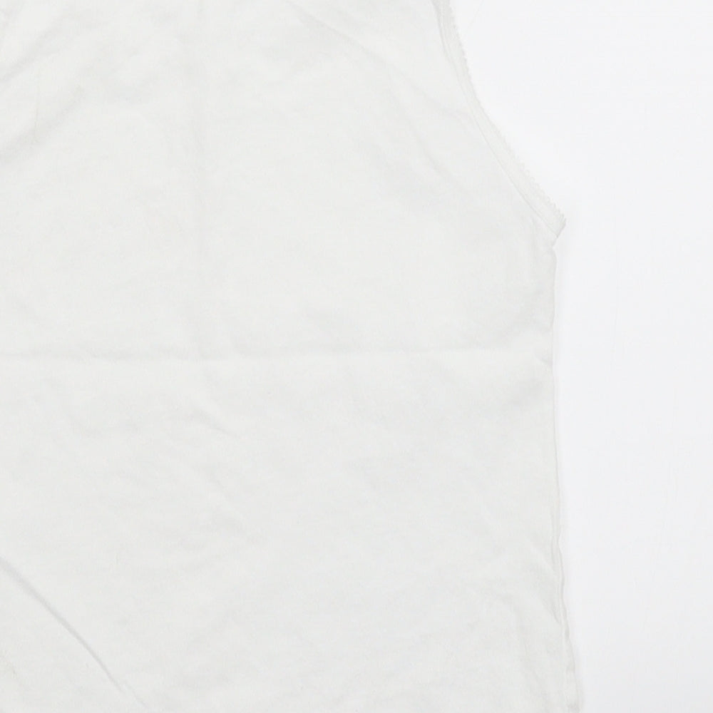 Brand and care label for George girls’ white basic tank, size 7-8, years