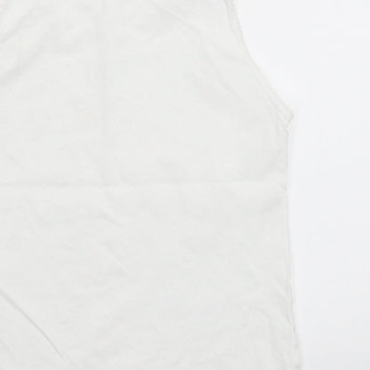 Brand and care label for George girls’ white basic tank, size 7-8, years