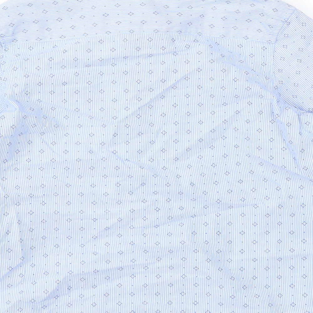Brand and care label for Zara boys’ blue geometric basic button-up, size 2-3, years
