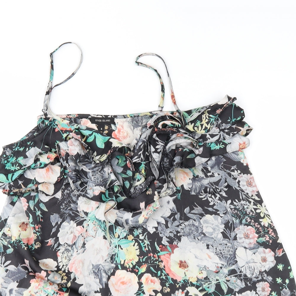 Womens UK Size 8 River Island Black Camisole Blouse