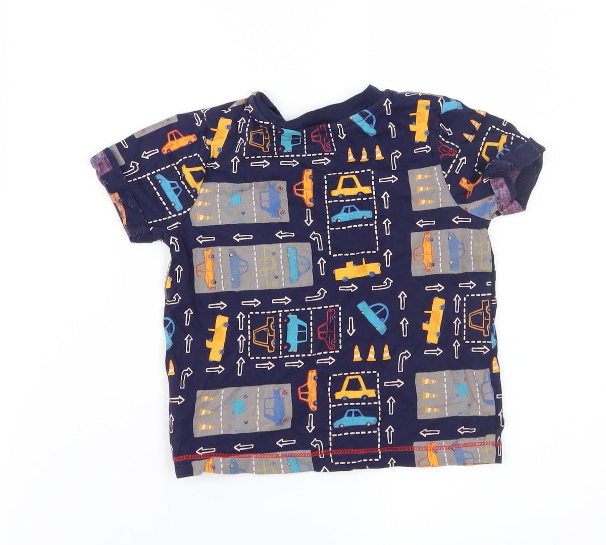 Back view of George boys’ blue geometric basic t-shirt, size 18-24, months