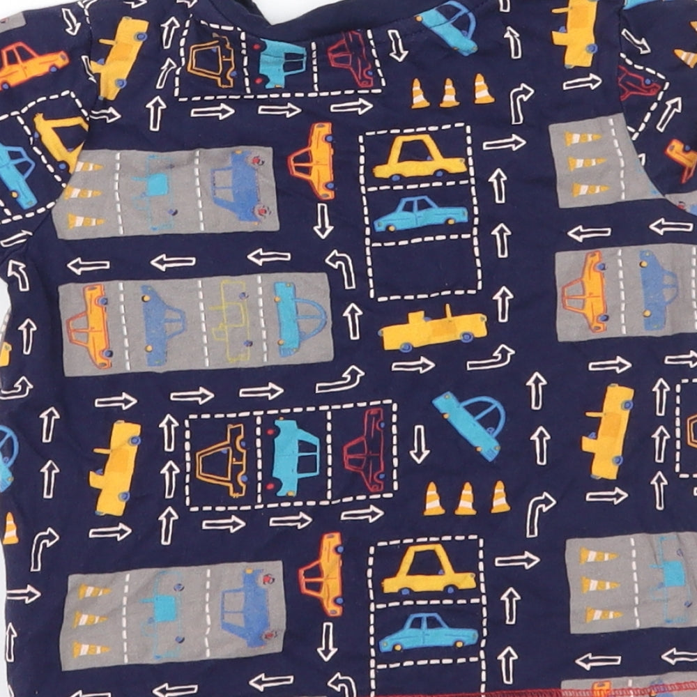 Brand and care label for George boys’ blue geometric basic t-shirt, size 18-24, months