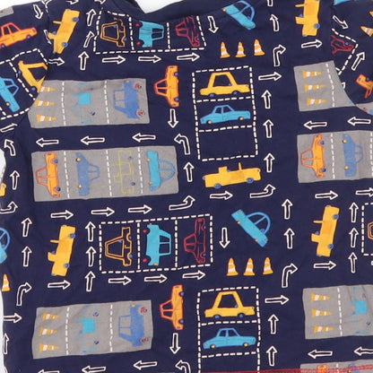 Brand and care label for George boys’ blue geometric basic t-shirt, size 18-24, months
