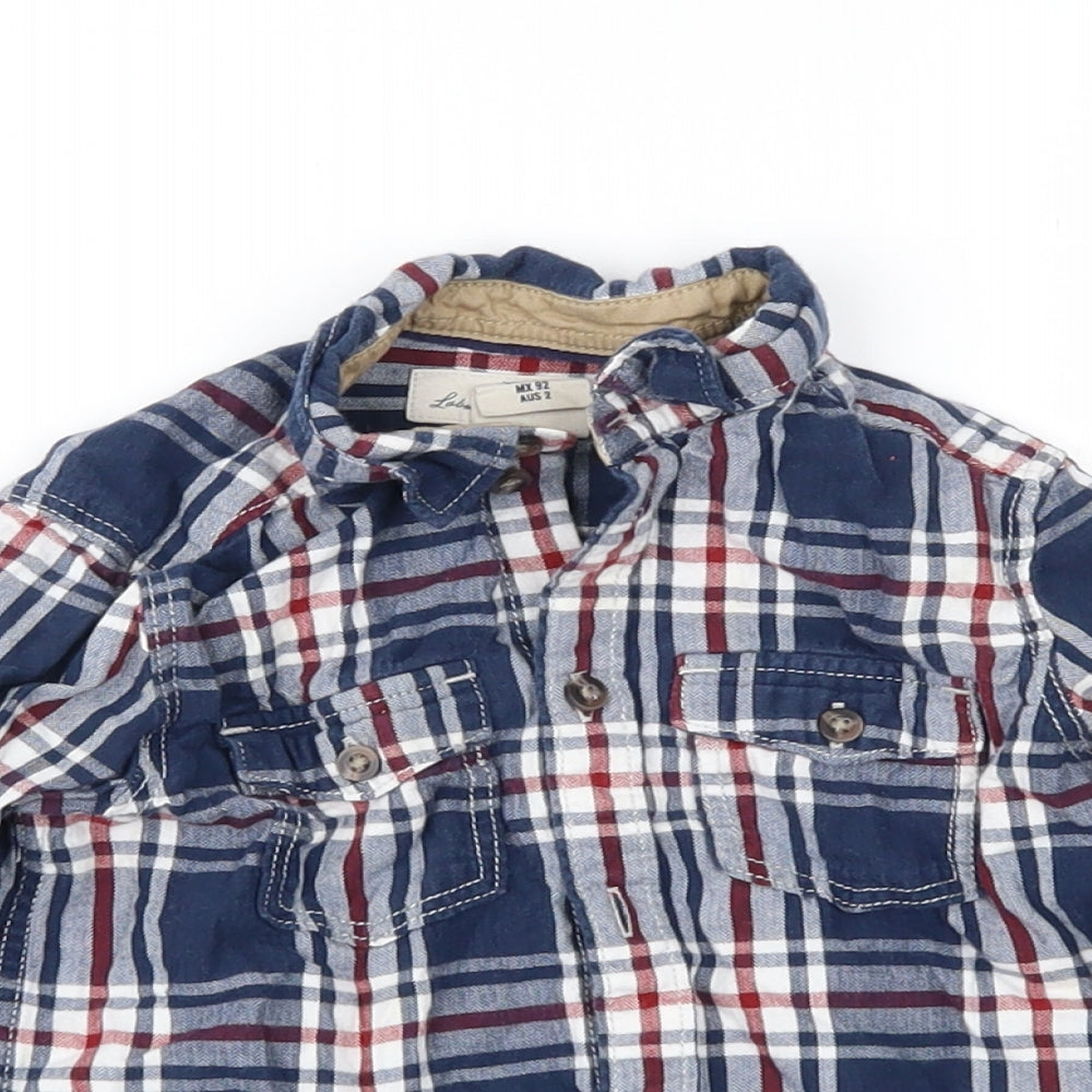 H&M Boys Blue Check  Basic Blouse Size 18-24 Months
