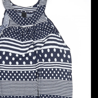 B.C. Best Connections Womens Blue Geometric  Basic Blouse Size 14