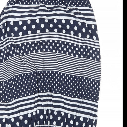 B.C. Best Connections Womens Blue Geometric  Basic Blouse Size 14