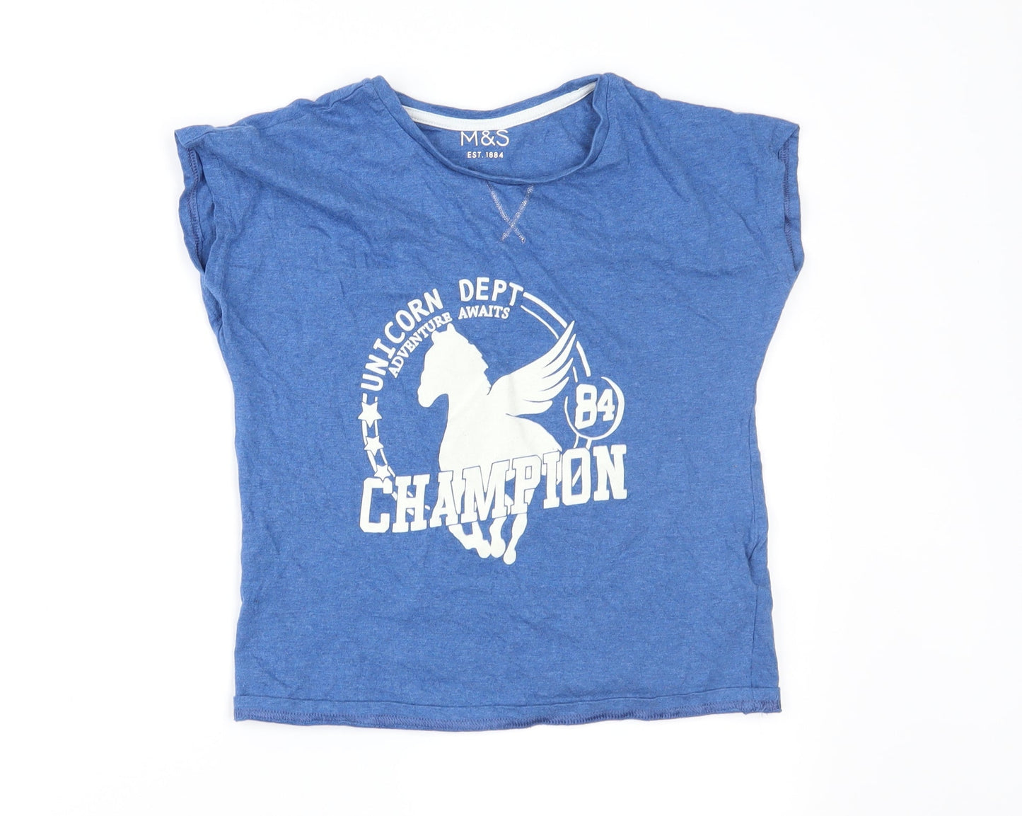 Marks and Spencer Girls Blue   Basic T-Shirt Size 8-9 Years