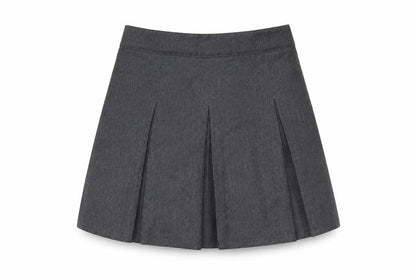 Front view of Preworn girls’ grey pleated skirt