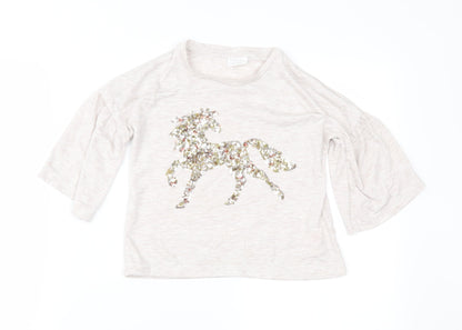 F&F Girls Beige   Cropped Blouse Size 7-8 Years