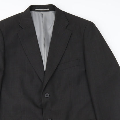 Close-up detail of Hans Kelven men’s grey jacket suit jacket, size 44
