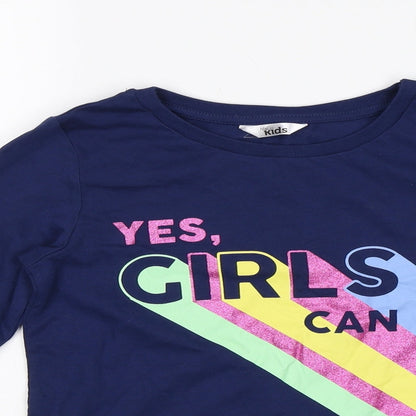 M&Co Girls Blue   Jersey T-Shirt Size 7-8 Years  - Yes, girls can