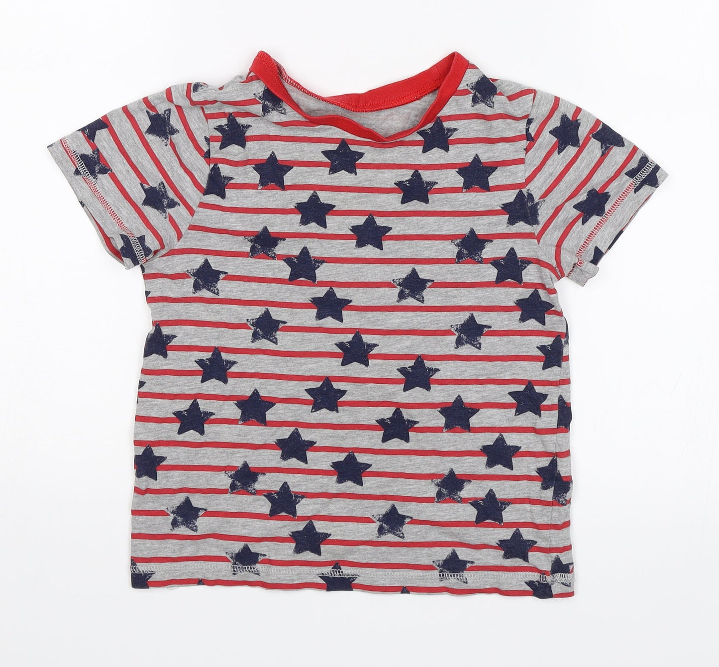 George Boys Grey Striped  Basic T-Shirt Size 6-7 Years  - Stars