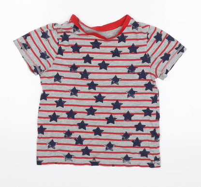 George Boys Grey Striped  Basic T-Shirt Size 6-7 Years  - Stars
