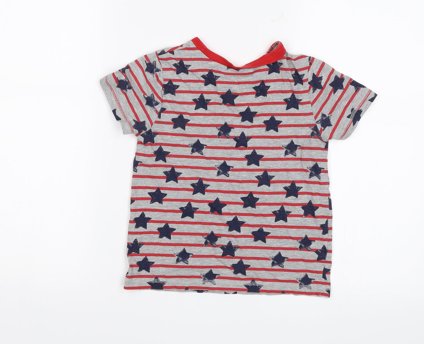 George Boys Grey Striped  Basic T-Shirt Size 6-7 Years  - Stars