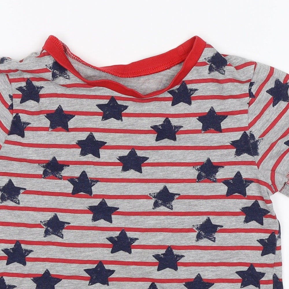 George Boys Grey Striped  Basic T-Shirt Size 6-7 Years  - Stars