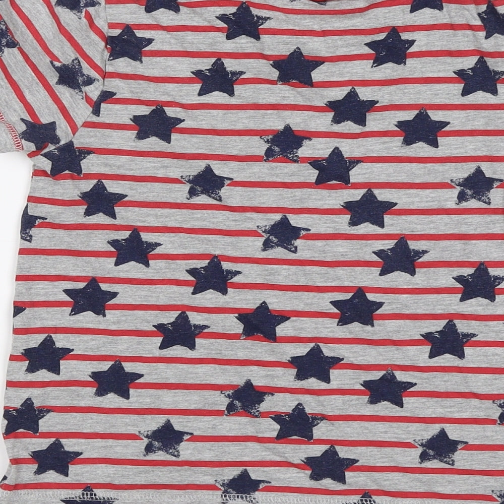 George Boys Grey Striped  Basic T-Shirt Size 6-7 Years  - Stars