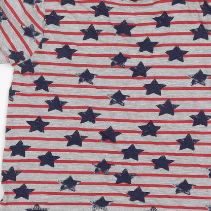 George Boys Grey Striped  Basic T-Shirt Size 6-7 Years  - Stars
