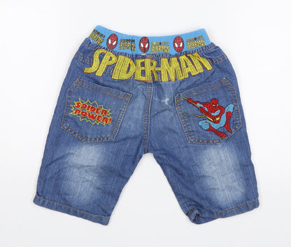 Preworn Boys Blue   Cropped Jeans Size 9 Months - Spiderman